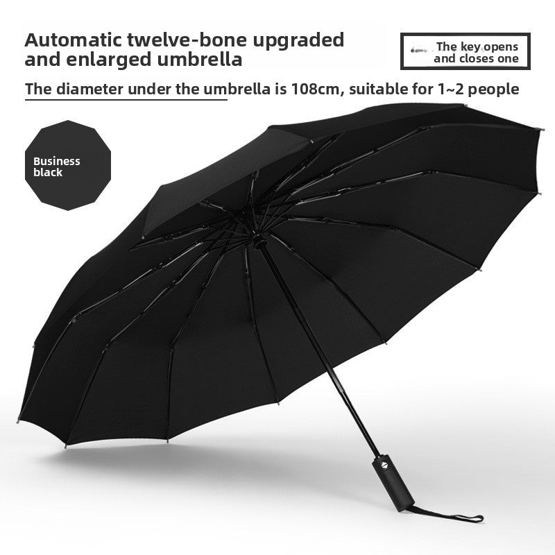 Fully Automatic Folding Umbrella8-12Bone Man Large Double Female Sunshade Umbrella for Rain and Sun Protection Advertising Umbrella