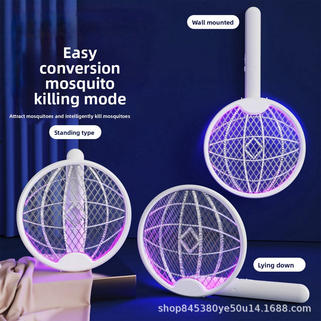 Cross-Border New Mosquito Killer Lamp 3-in-1 Electric Shock Retractable Foldable Rotating Automatic Mosquito Trap Rechargeable Electric Mosquito Swatter for Home Use