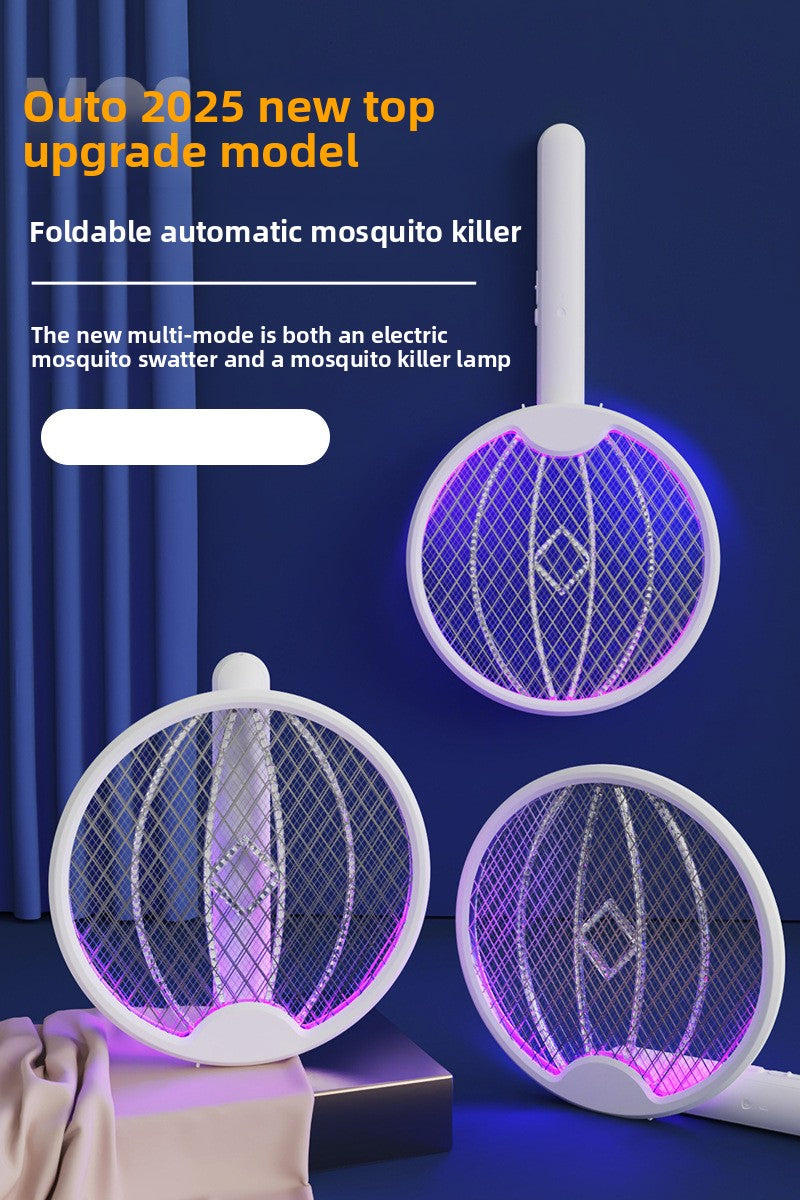 Cross-Border New Mosquito Killer Lamp 3-in-1 Electric Shock Retractable Foldable Rotating Automatic Mosquito Trap Rechargeable Electric Mosquito Swatter for Home Use