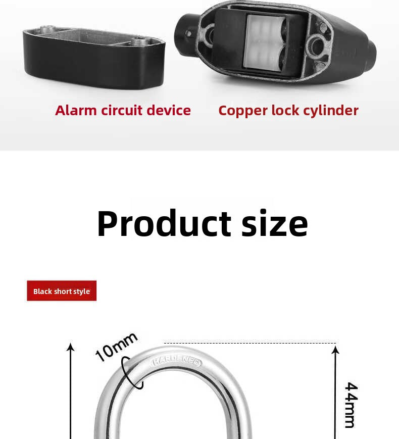 Electric Scooter Anti-Theft Alarm Lock Padlock Motorcycle Electric Bike Bicycle Anti-Theft Lock Outdoor Gate Lock Waterproof