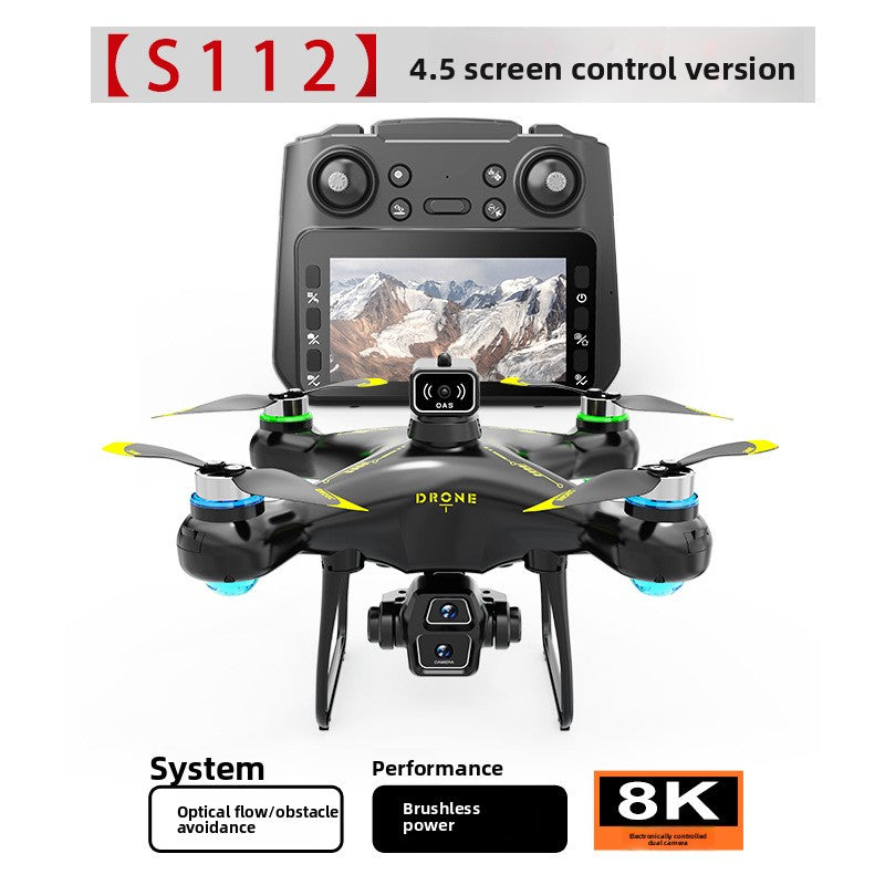 New Product S112Brushless drone aerial photography high-definition aircraft with large screen control8K Long Battery Life Remote Control Airplane