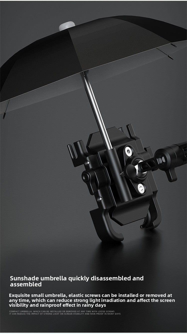 Electric Bike Phone Holder Navigation Mount Motorcycle Delivery Rider Bike Mount Aluminum Alloy with Umbrella Holder