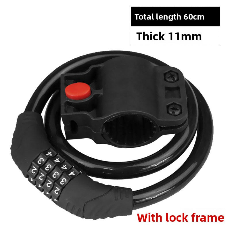 Motorcycle Bicycle Combination Lock Mountain Bike Lock Equipment Bicycle Accessories Anti-theft Lock Electric Bike Steel Wire Lock Ring Lock