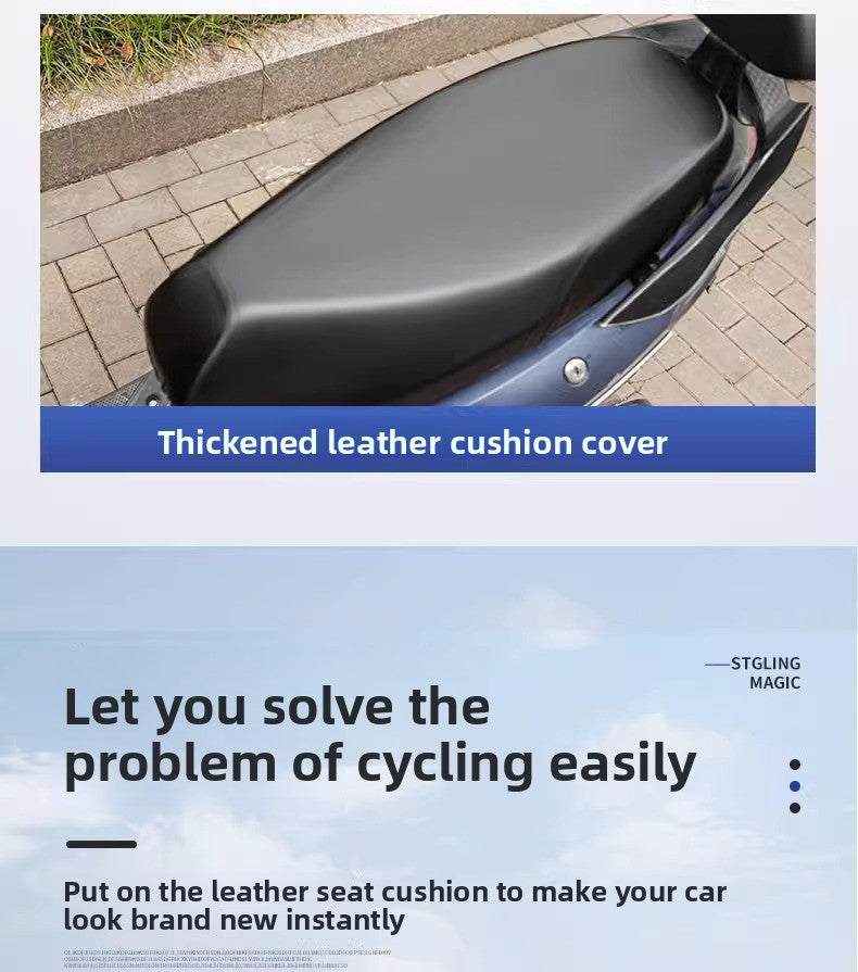 Universal All-Season Electric Vehicle Seat Cushion Cover Motorcycle Universal Leather Seat Cushion Cover Thickened Waterproof Sunproof Universal Size