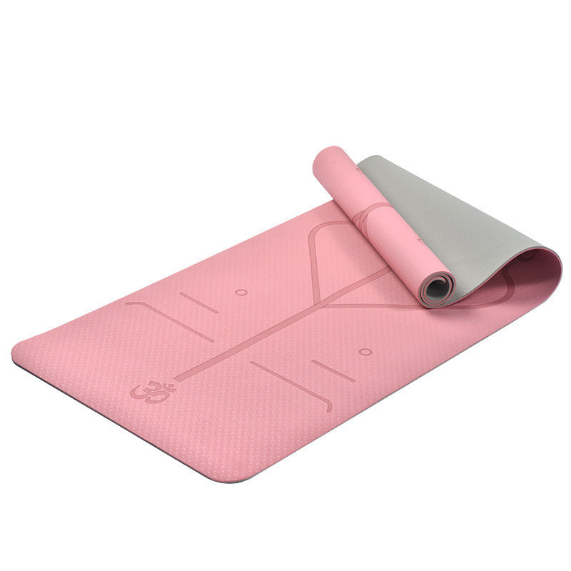 New two-tone TPE Yoga Mat Thickened Silent Shock Absorption Non-Slip Dance Mat Clearance Home Exercise Fitness Mat