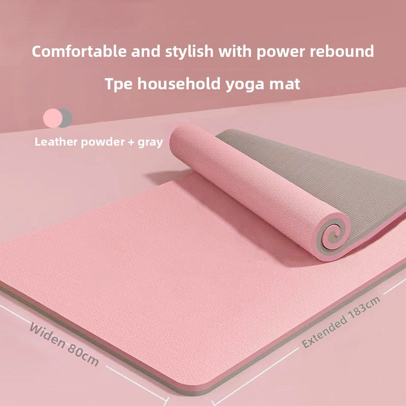 New two-tone TPE Yoga Mat Thickened Silent Shock Absorption Non-Slip Dance Mat Clearance Home Exercise Fitness Mat