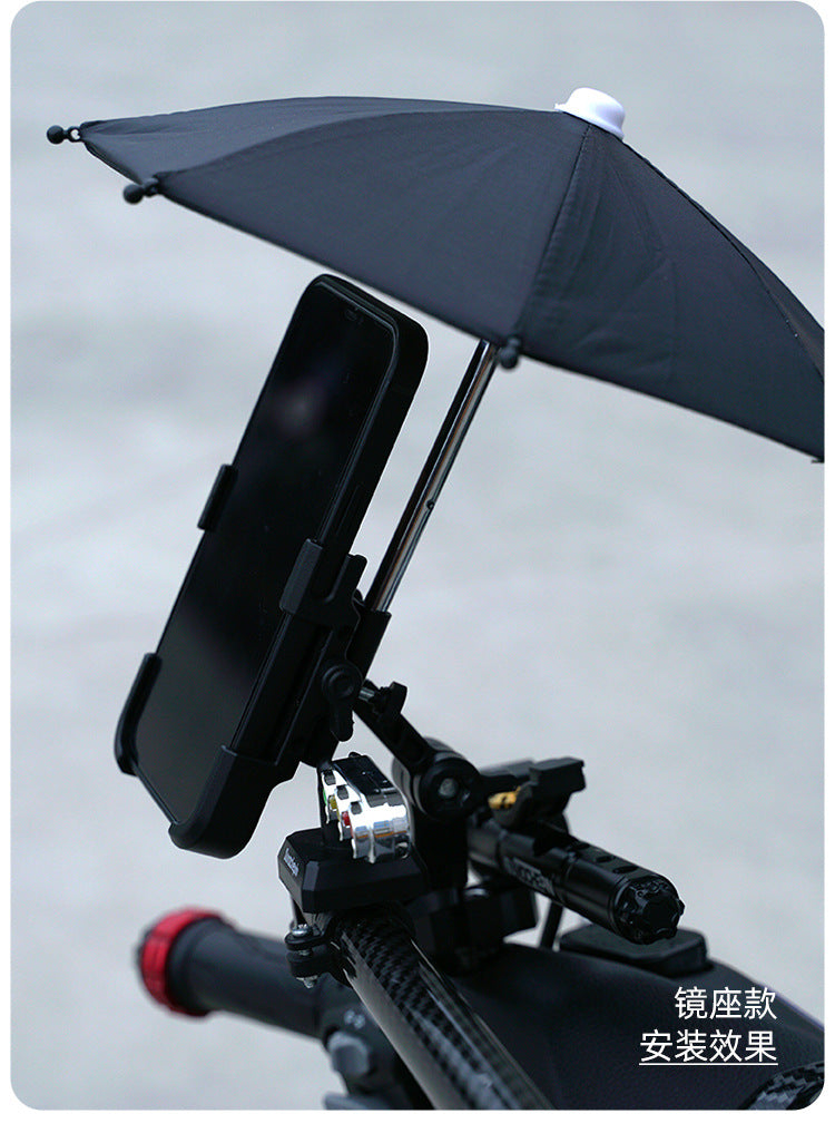 Electric Bike Phone Holder Navigation Mount Motorcycle Delivery Rider Bike Mount Aluminum Alloy with Umbrella Holder