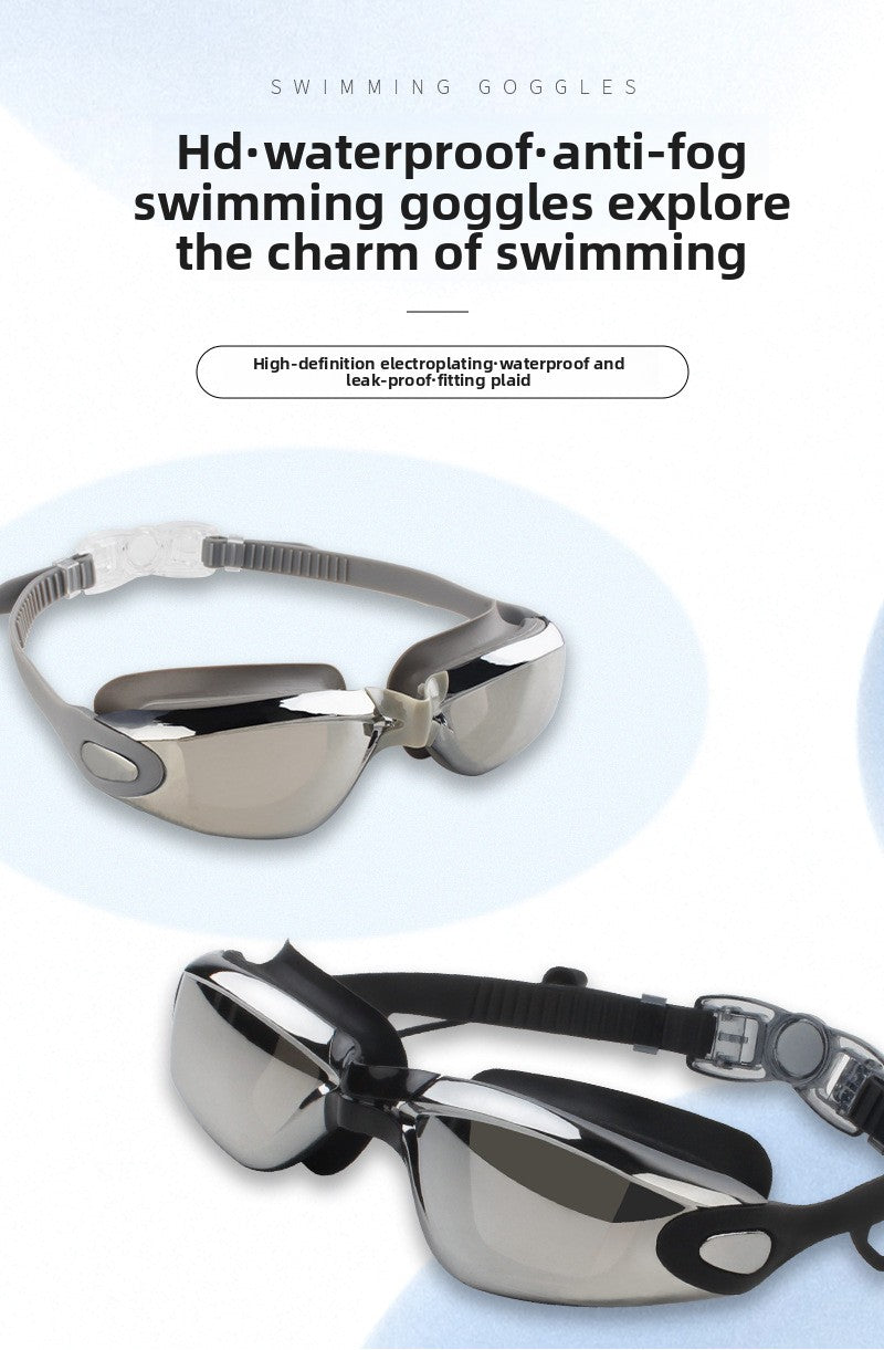 Adult Diving Electroplated Swimming Goggles with Waterproof Anti-fog HD Silicone Swimming Glasses Wholesale Goggles
