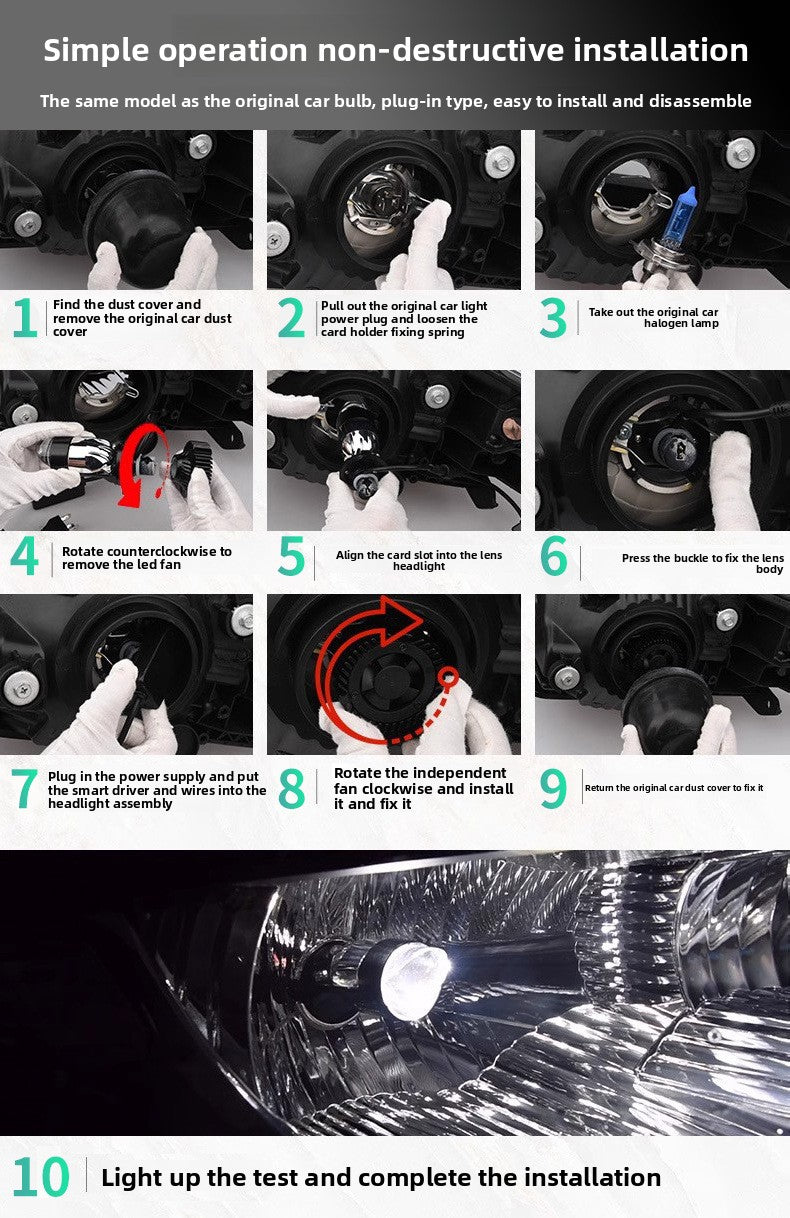 Factory in stock T9Lens H4Integrated High and Low Beam Car Light Universal Headlight for Cars and Motorcycles LED The headlights are super bright