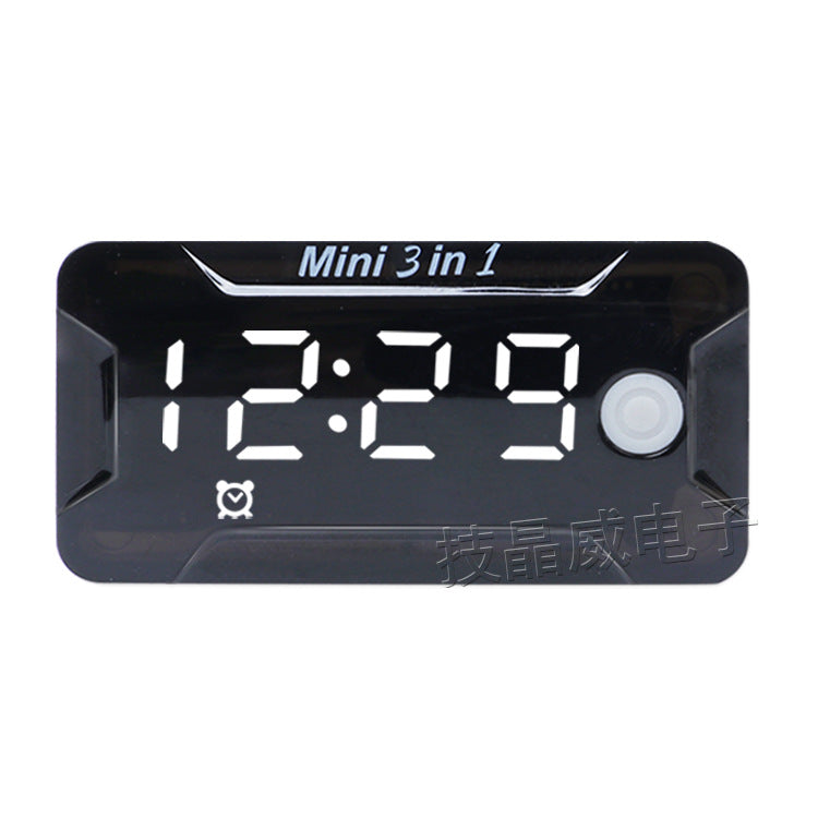 Waterproof Voltmeter Head Voltage Time Temperature Three-in-One Switch Electric Vehicle Battery Car Motorcycle Modification Accessories Time Voltage Temperature Switch-LCD Display Electric Motorcycle Universal