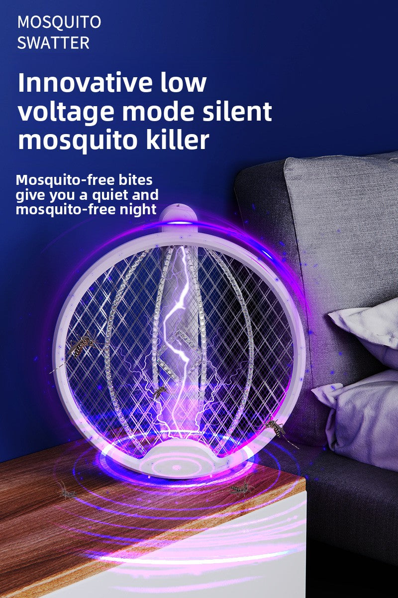 Cross-Border New Mosquito Killer Lamp 3-in-1 Electric Shock Retractable Foldable Rotating Automatic Mosquito Trap Rechargeable Electric Mosquito Swatter for Home Use
