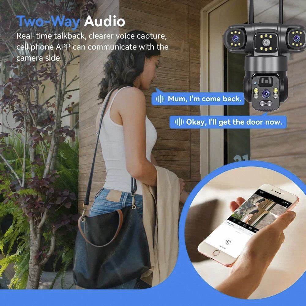 QL19Panoramic View360Three-screen Wireless Smart wifi/4G Solar-powered Camera Surveillance Bullet Dome Integrated