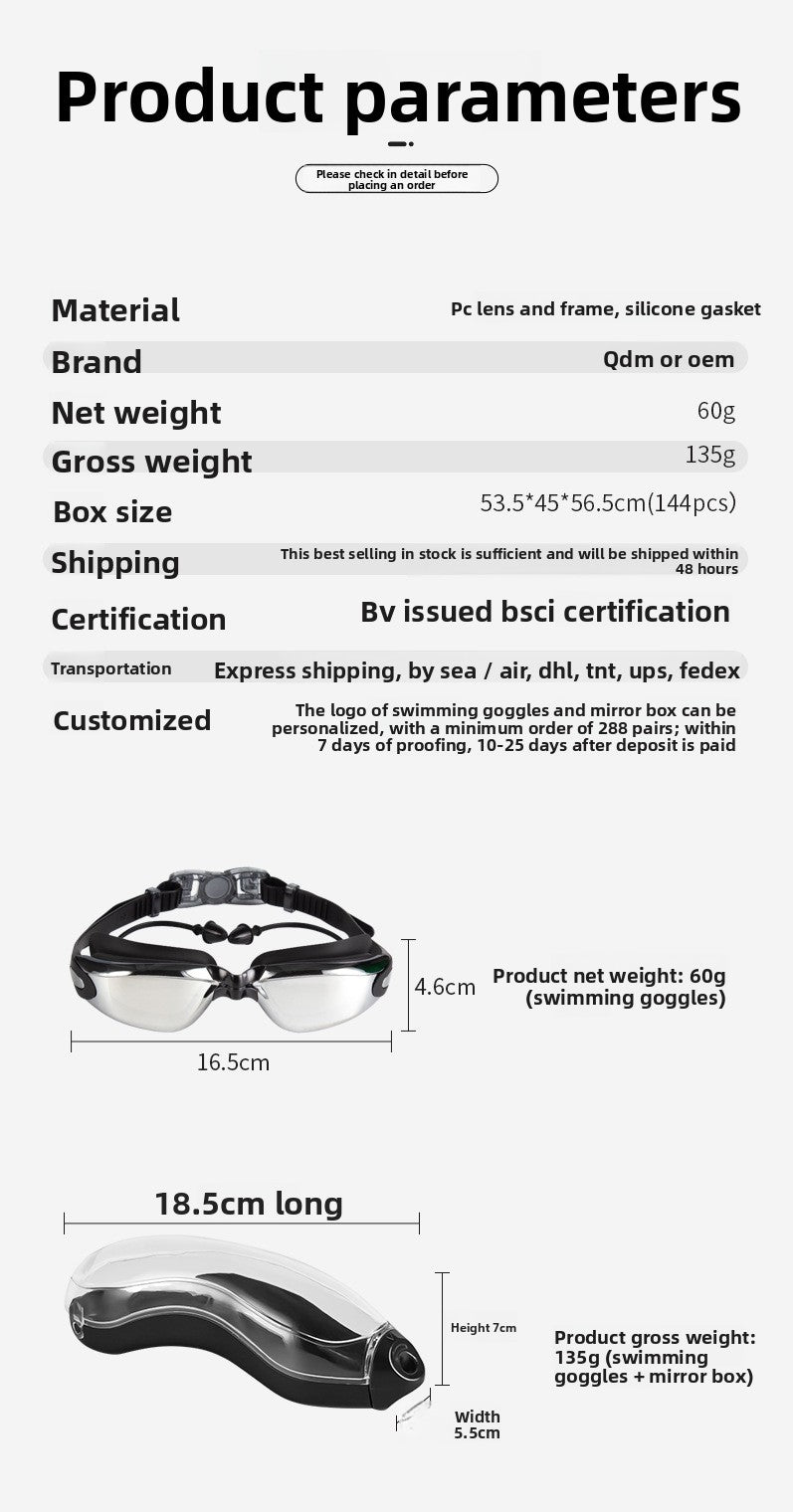 Adult Diving Electroplated Swimming Goggles with Waterproof Anti-fog HD Silicone Swimming Glasses Wholesale Goggles