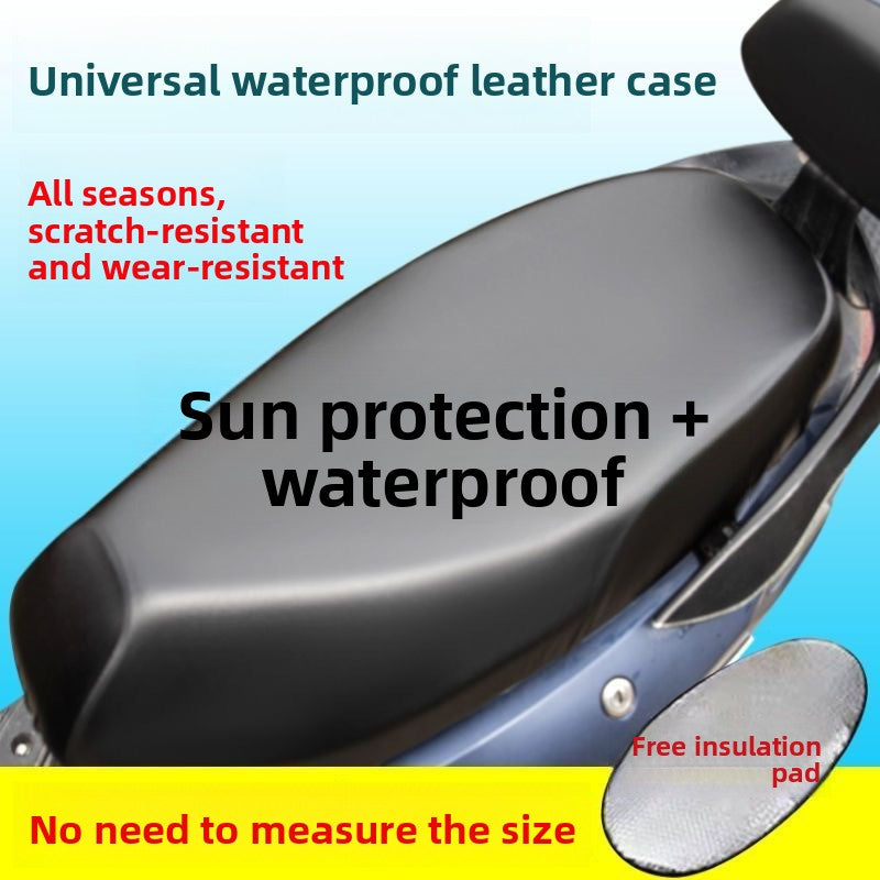 Universal All-Season Electric Vehicle Seat Cushion Cover Motorcycle Universal Leather Seat Cushion Cover Thickened Waterproof Sunproof Universal Size