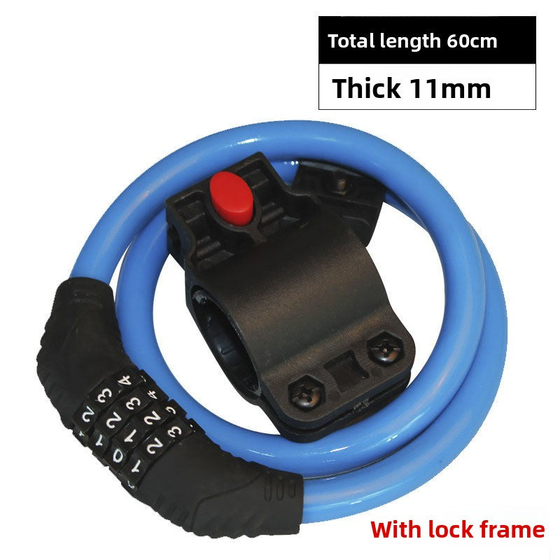 Motorcycle Bicycle Combination Lock Mountain Bike Lock Equipment Bicycle Accessories Anti-theft Lock Electric Bike Steel Wire Lock Ring Lock