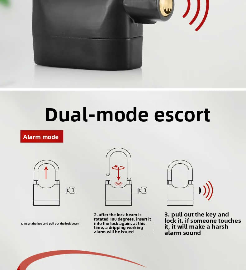 Electric Scooter Anti-Theft Alarm Lock Padlock Motorcycle Electric Bike Bicycle Anti-Theft Lock Outdoor Gate Lock Waterproof