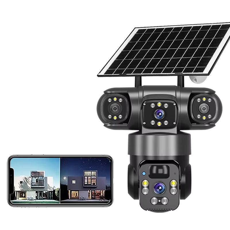 QL19Panoramic View360Three-screen Wireless Smart wifi/4G Solar-powered Camera Surveillance Bullet Dome Integrated
