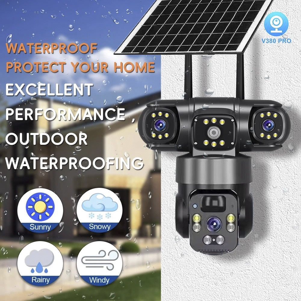 QL19Panoramic View360Three-screen Wireless Smart wifi/4G Solar-powered Camera Surveillance Bullet Dome Integrated