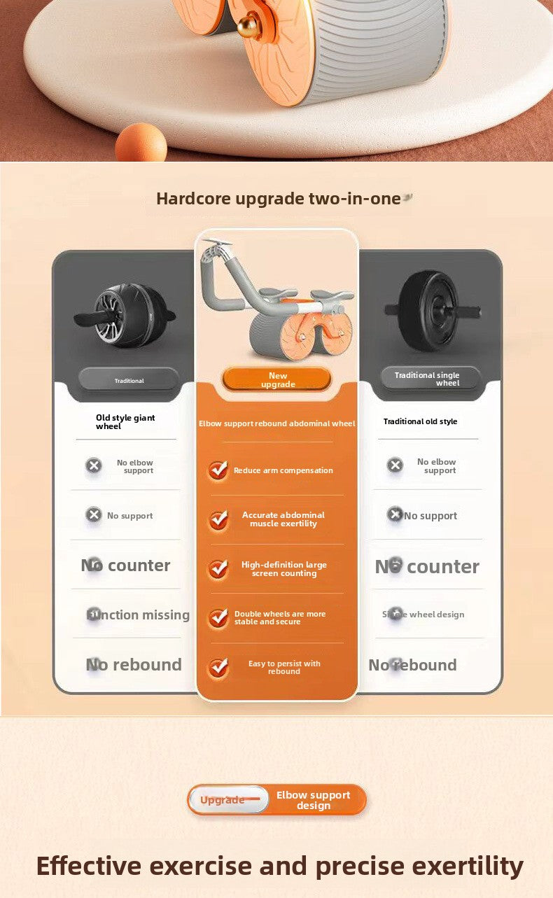 Abdominal Wheel Automatic Rebound Belly Contracting and Abdominal Rolling Exercise Abdominal Muscle Training Artifact Unisex Household Elbow Support Roller Fitness Equipment