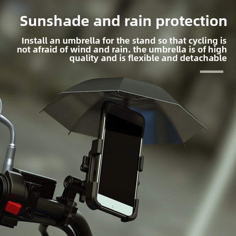 Electric Bike Phone Holder Navigation Mount Motorcycle Delivery Rider Bike Mount Aluminum Alloy with Umbrella Holder
