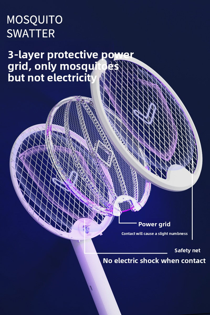 Cross-Border New Mosquito Killer Lamp 3-in-1 Electric Shock Retractable Foldable Rotating Automatic Mosquito Trap Rechargeable Electric Mosquito Swatter for Home Use
