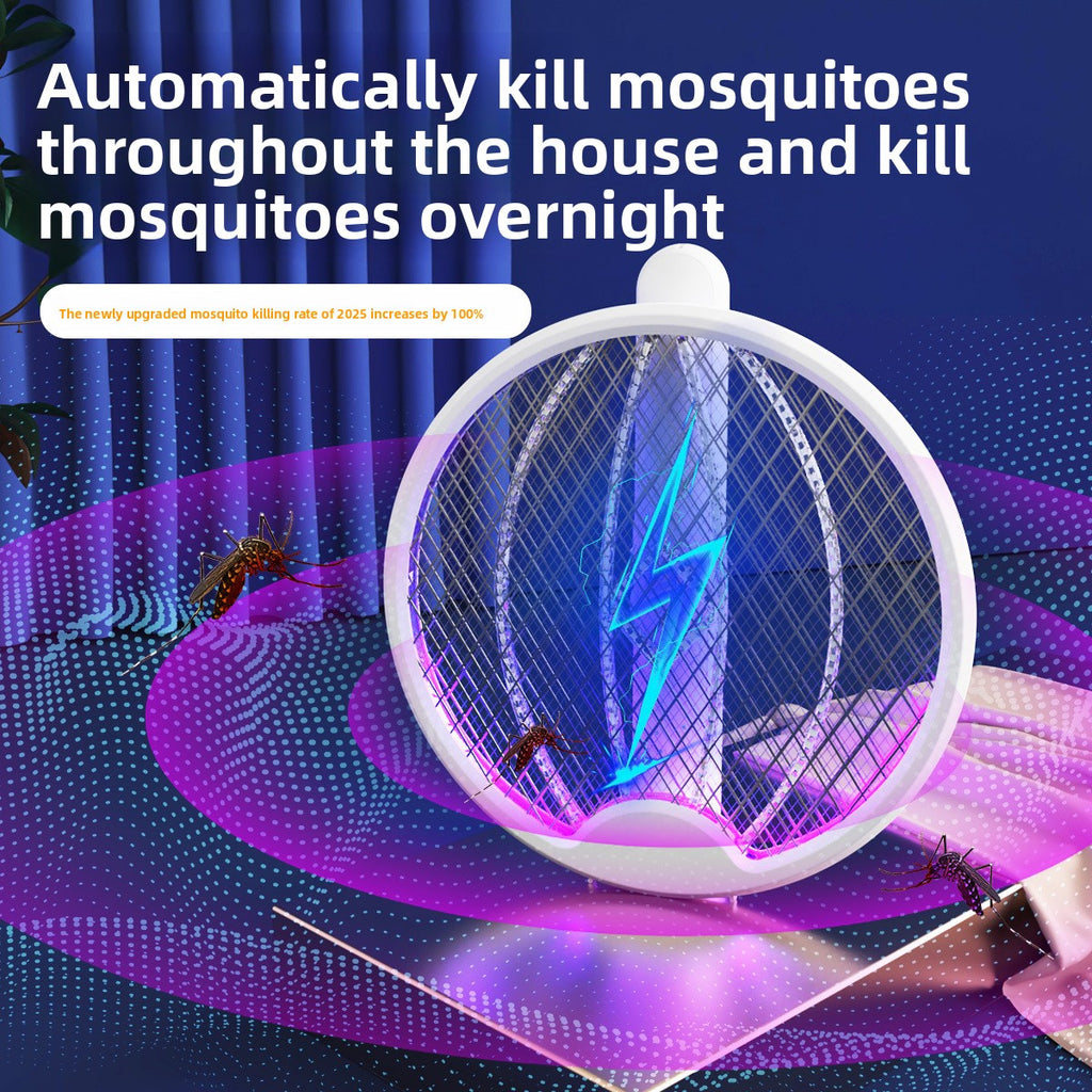 Cross-Border New Mosquito Killer Lamp 3-in-1 Electric Shock Retractable Foldable Rotating Automatic Mosquito Trap Rechargeable Electric Mosquito Swatter for Home Use