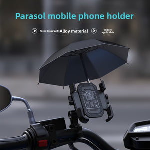 Electric Bike Phone Holder Navigation Mount Motorcycle Delivery Rider Bike Mount Aluminum Alloy with Umbrella Holder