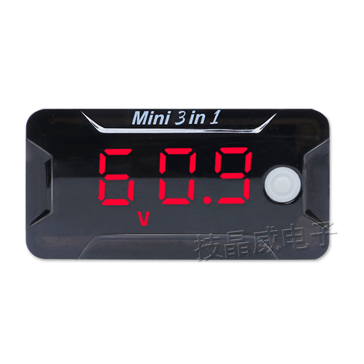 Waterproof Voltmeter Head Voltage Time Temperature Three-in-One Switch Electric Vehicle Battery Car Motorcycle Modification Accessories Time Voltage Temperature Switch-LCD Display Electric Motorcycle Universal