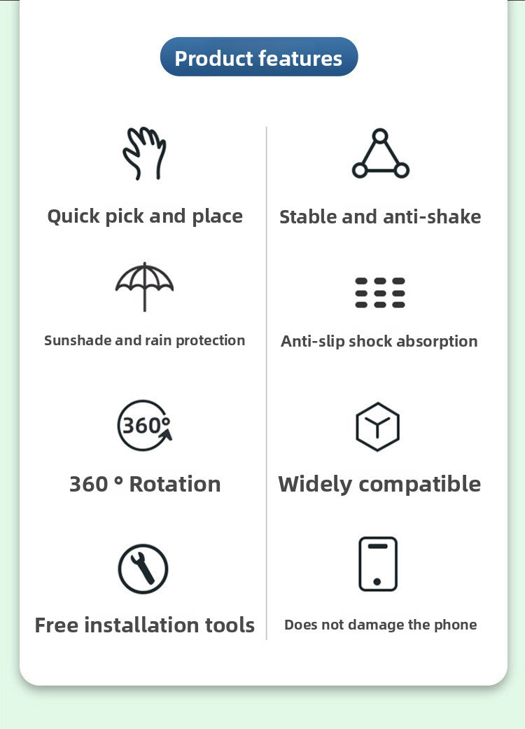 Electric Bike Phone Holder Navigation Mount Motorcycle Delivery Rider Bike Mount Aluminum Alloy with Umbrella Holder
