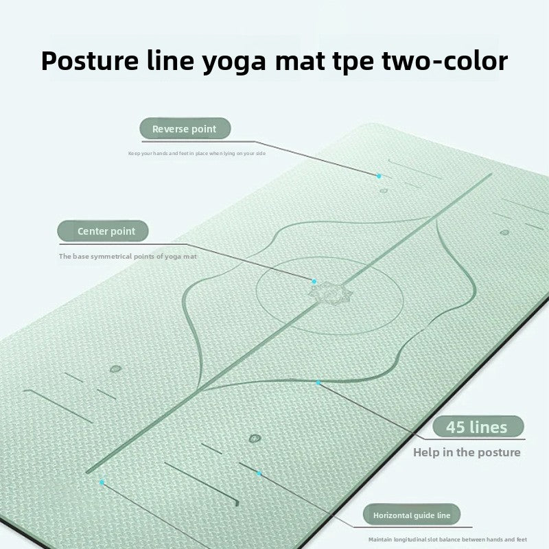 New two-tone TPE Yoga Mat Thickened Silent Shock Absorption Non-Slip Dance Mat Clearance Home Exercise Fitness Mat