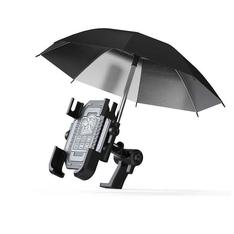 Electric Bike Phone Holder Navigation Mount Motorcycle Delivery Rider Bike Mount Aluminum Alloy with Umbrella Holder