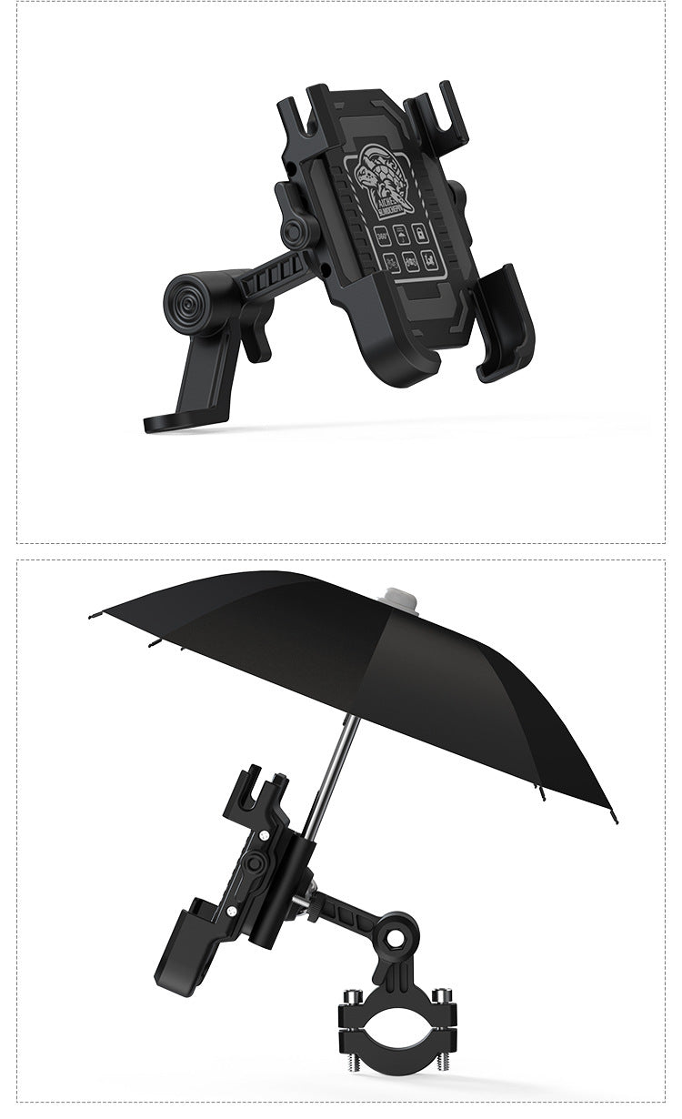Electric Bike Phone Holder Navigation Mount Motorcycle Delivery Rider Bike Mount Aluminum Alloy with Umbrella Holder