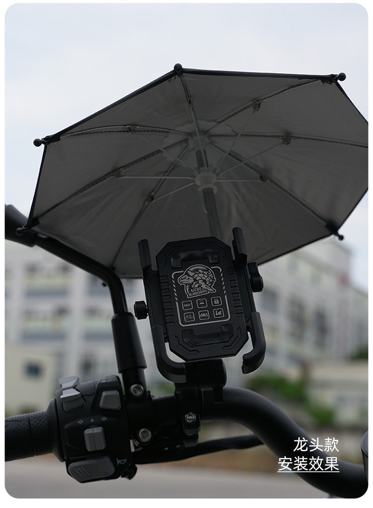 Electric Bike Phone Holder Navigation Mount Motorcycle Delivery Rider Bike Mount Aluminum Alloy with Umbrella Holder