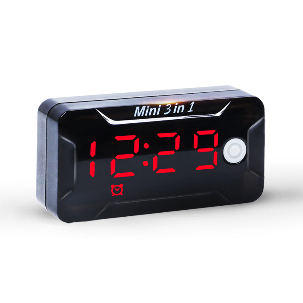 Waterproof Voltmeter Head Voltage Time Temperature Three-in-One Switch Electric Vehicle Battery Car Motorcycle Modification Accessories Time Voltage Temperature Switch-LCD Display Electric Motorcycle Universal
