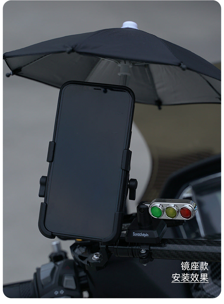 Electric Bike Phone Holder Navigation Mount Motorcycle Delivery Rider Bike Mount Aluminum Alloy with Umbrella Holder