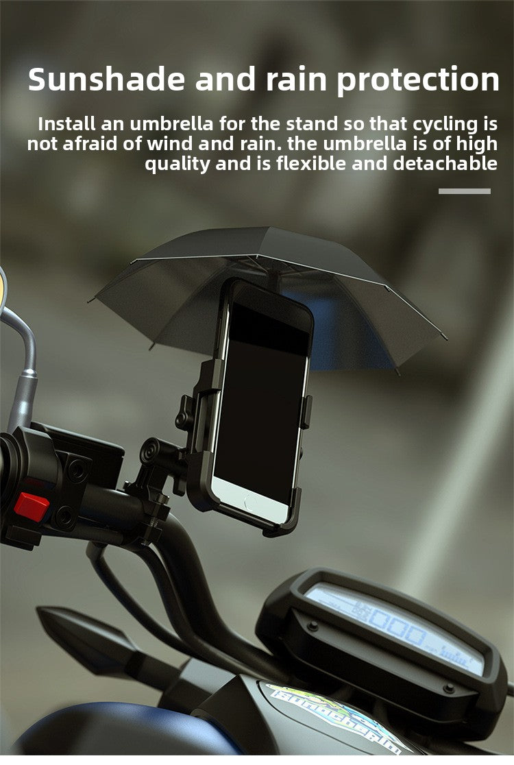 Electric Bike Phone Holder Navigation Mount Motorcycle Delivery Rider Bike Mount Aluminum Alloy with Umbrella Holder