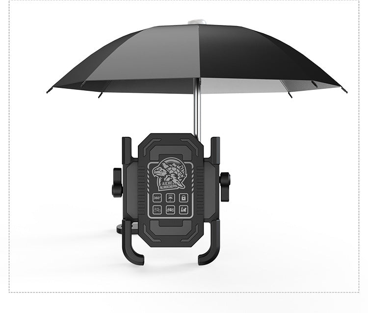 Electric Bike Phone Holder Navigation Mount Motorcycle Delivery Rider Bike Mount Aluminum Alloy with Umbrella Holder