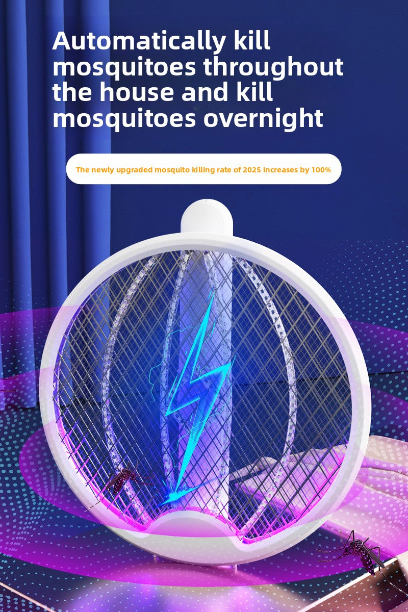 Cross-Border New Mosquito Killer Lamp 3-in-1 Electric Shock Retractable Foldable Rotating Automatic Mosquito Trap Rechargeable Electric Mosquito Swatter for Home Use
