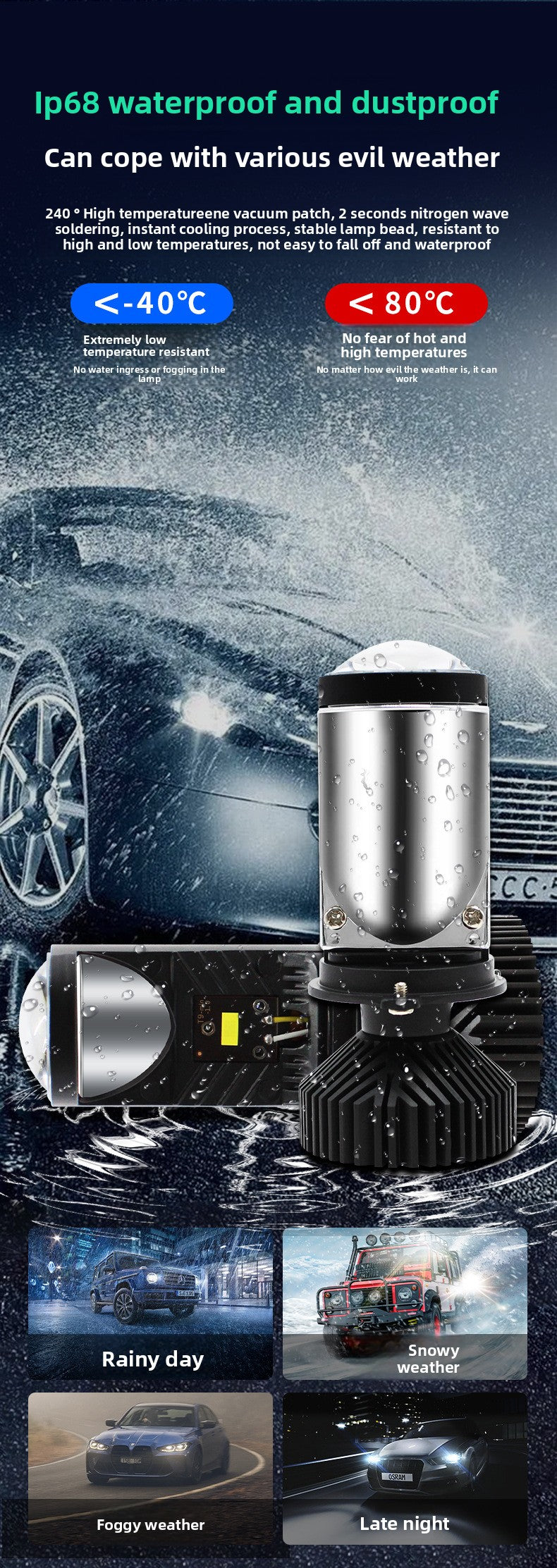 Factory in stock T9Lens H4Integrated High and Low Beam Car Light Universal Headlight for Cars and Motorcycles LED The headlights are super bright