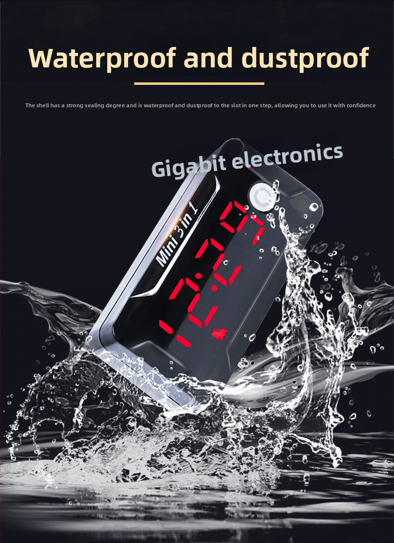Waterproof Voltmeter Head Voltage Time Temperature Three-in-One Switch Electric Vehicle Battery Car Motorcycle Modification Accessories Time Voltage Temperature Switch-LCD Display Electric Motorcycle Universal