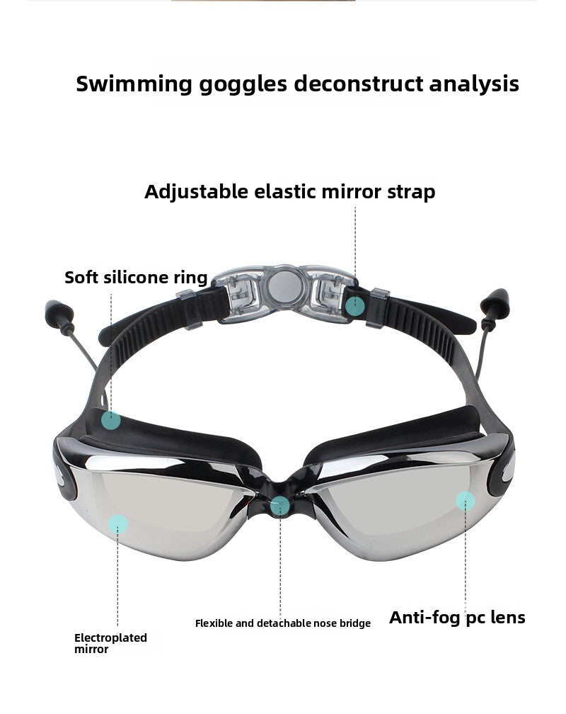 Adult Diving Electroplated Swimming Goggles with Waterproof Anti-fog HD Silicone Swimming Glasses Wholesale Goggles